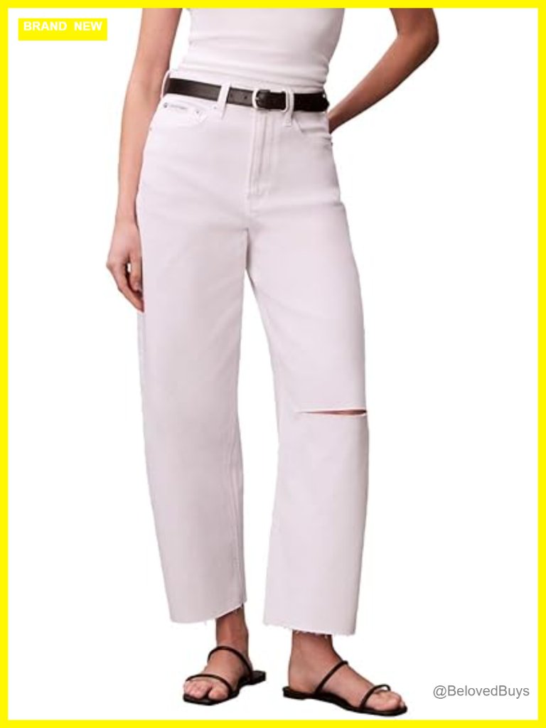 High Waist Tapered Barrel Jeans Wide Leg Relaxed Fit 5 Pocket Zip Fly